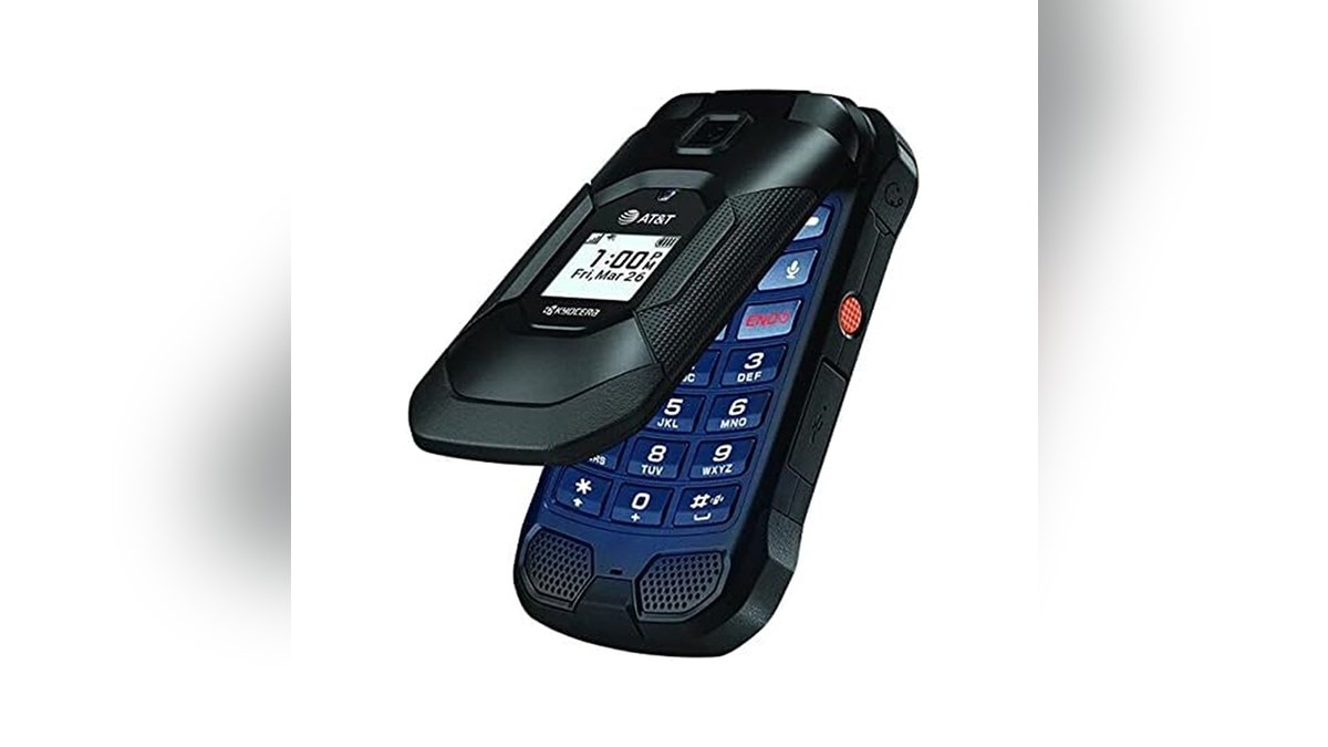 A rugged flip phone holds up to daily wear and tear.