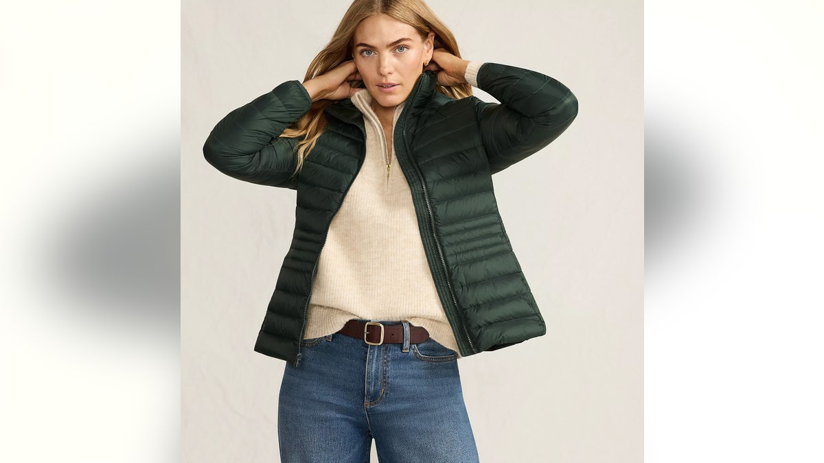 This lightweight puffer is water-resistant for unexpected weather.