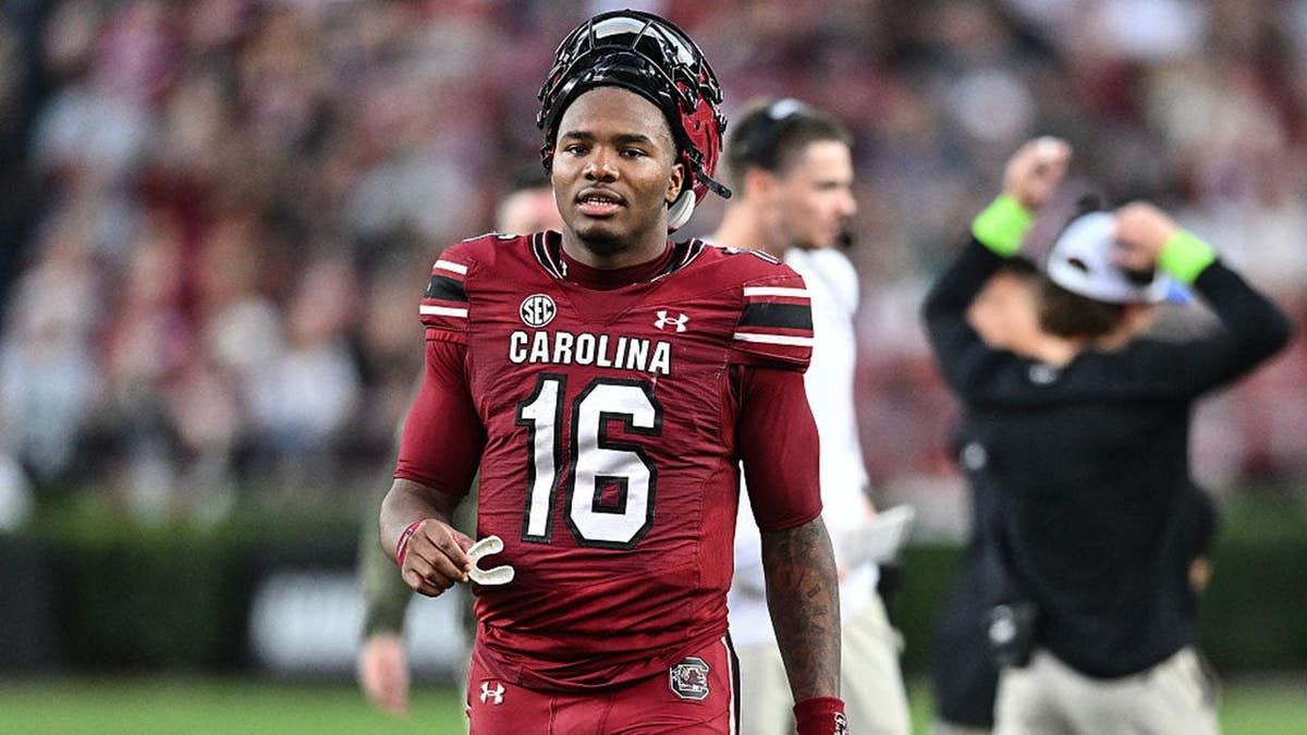 Lanorris Sellers #16 of the South Carolina Gamecocks looks on during a game.