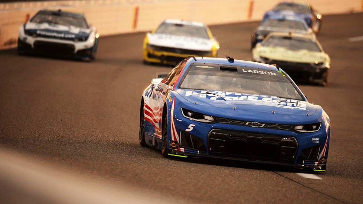 Kyle Larson drives the #5 HendrickCars.com Chevrolet during a NASCAR race.