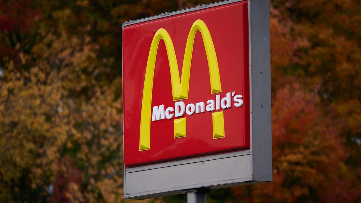 McDonald's signage stands outside a restaurant in Mentor, Ohio.