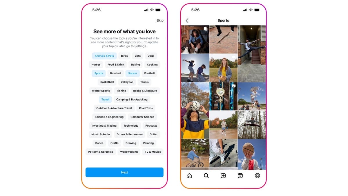 An Instagram settings screen