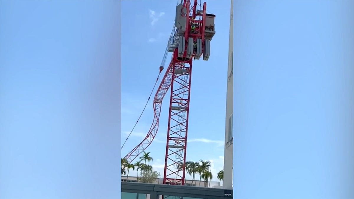 The arm of a construction crane in Miami collapsed