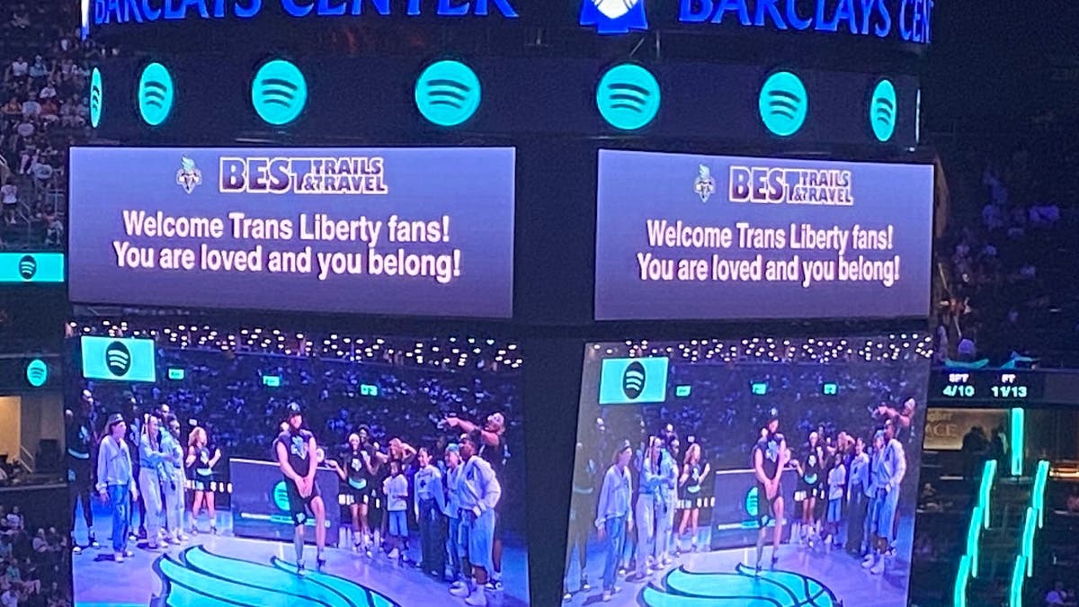 New York Liberty scoreboard displays pro-trans messaging