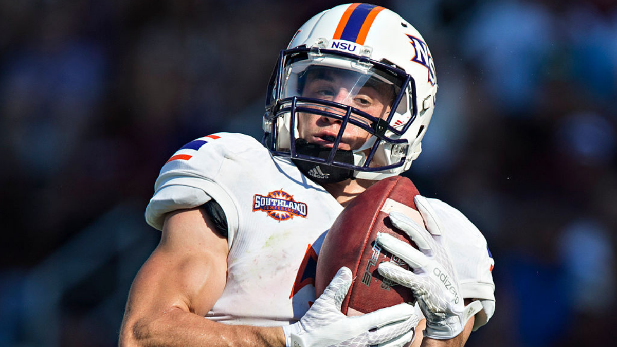 Ed Eagan fields a punt during a game in Starkville, Mississippi.