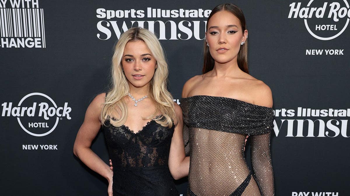 Olivia Dunne and Olivia Ponton stand together at the Sports Illustrated Swimsuit Issue release party.