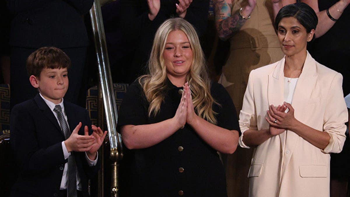 Payton McNabb and Second Lady Usha Vance seated in the audience during President Trump's address to Congress.