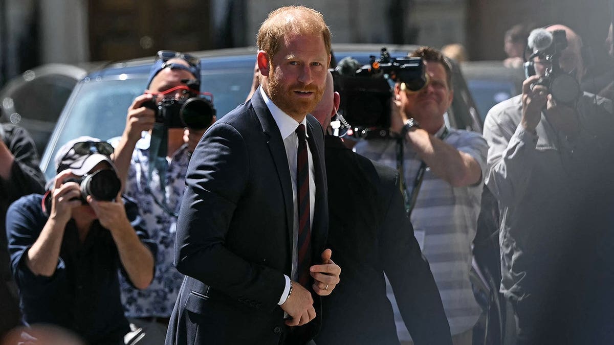 Prince Harry arrives at Chatham House in central London.