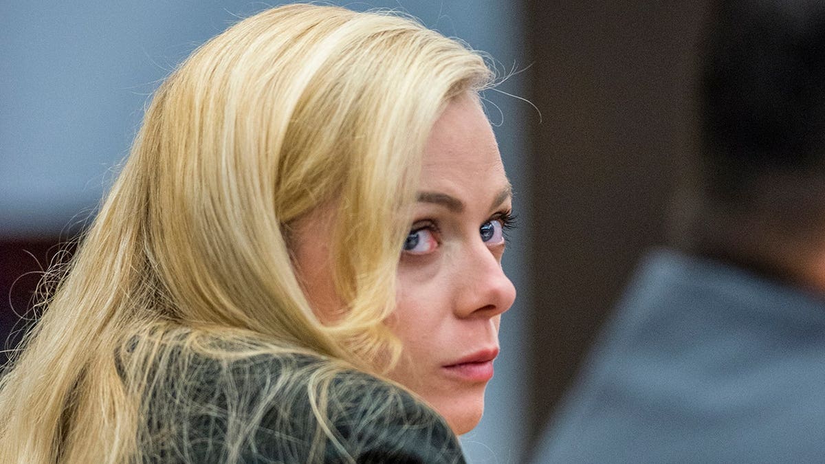 Rachel Buffett sits in superior court during opening statements in her trial.