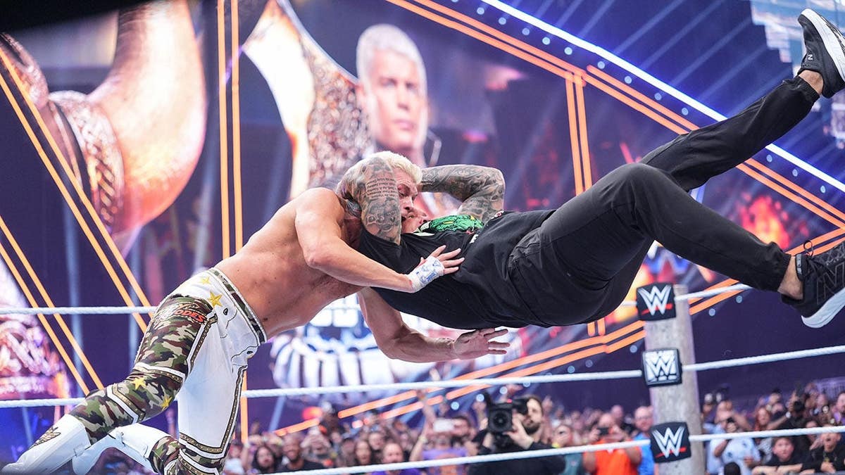 Randy Orton delivers an RKO to Cody Rhodes during SummerSlam.