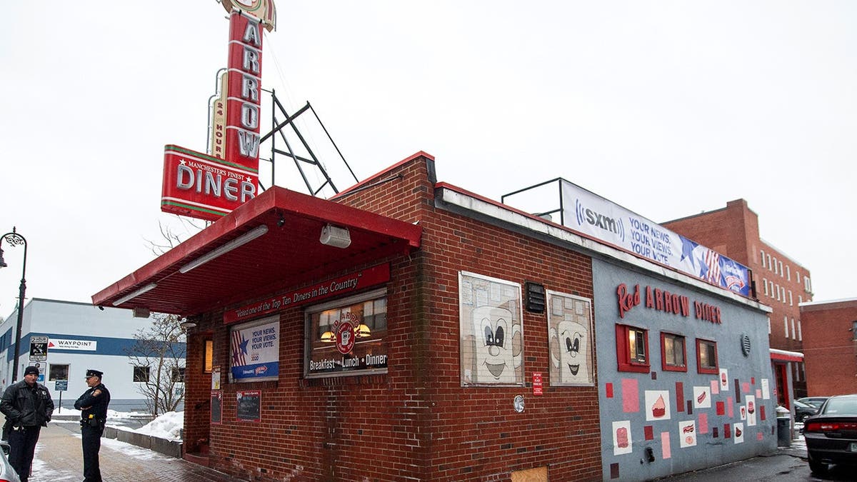 The exterior of the Red Arrow Diner flagship restaurant.