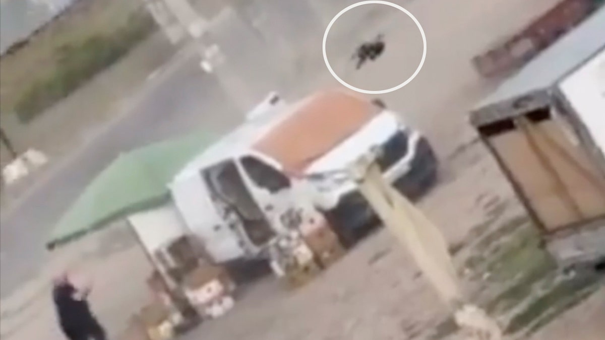 FPV drone attacking civilian