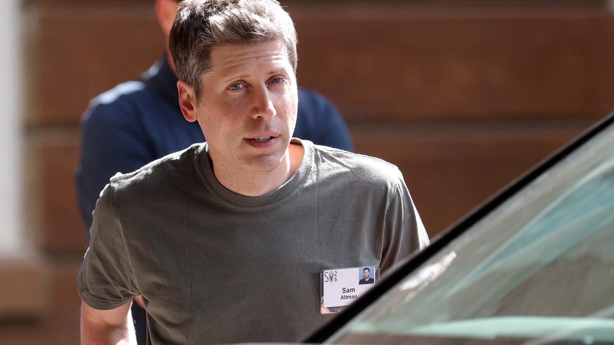 Sam Altman, CEO of OpenAI, arrives at the Sun Valley Lodge.