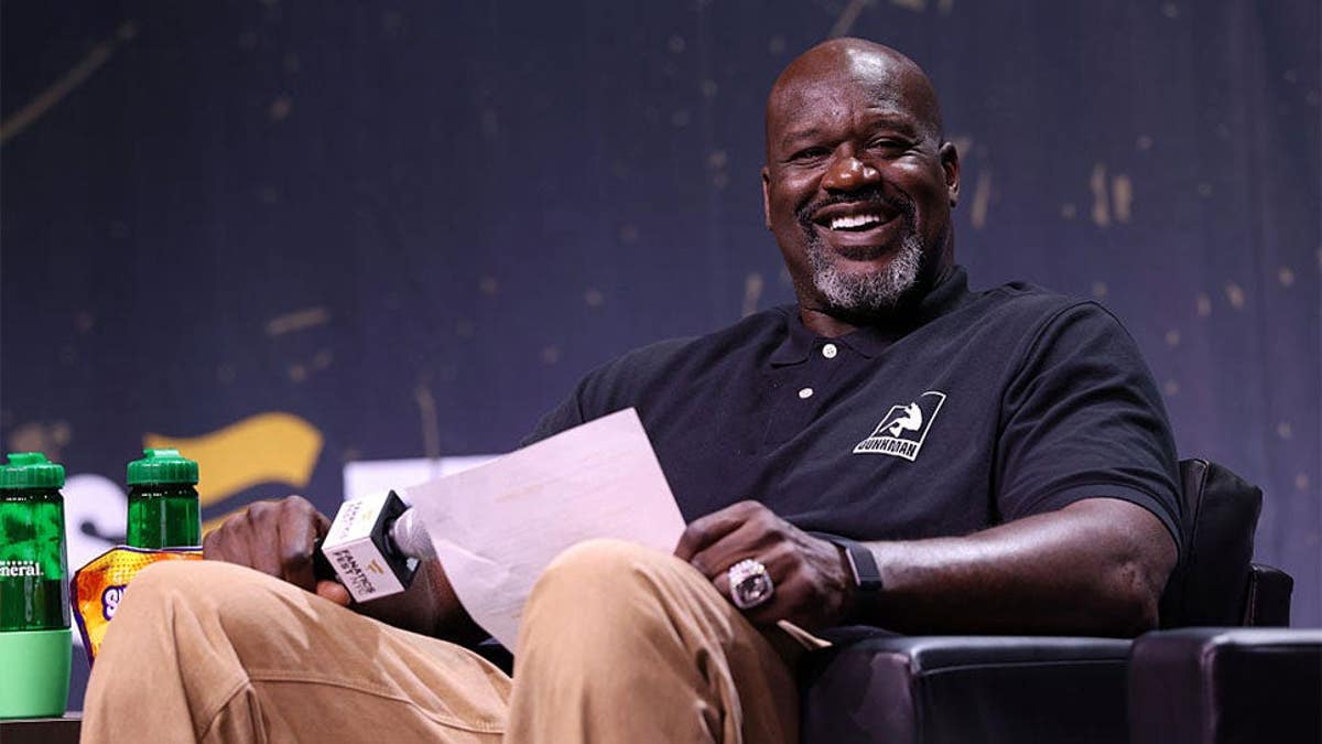 Shaquille O'Neal speaks onstage during the The Big Podcast panel
