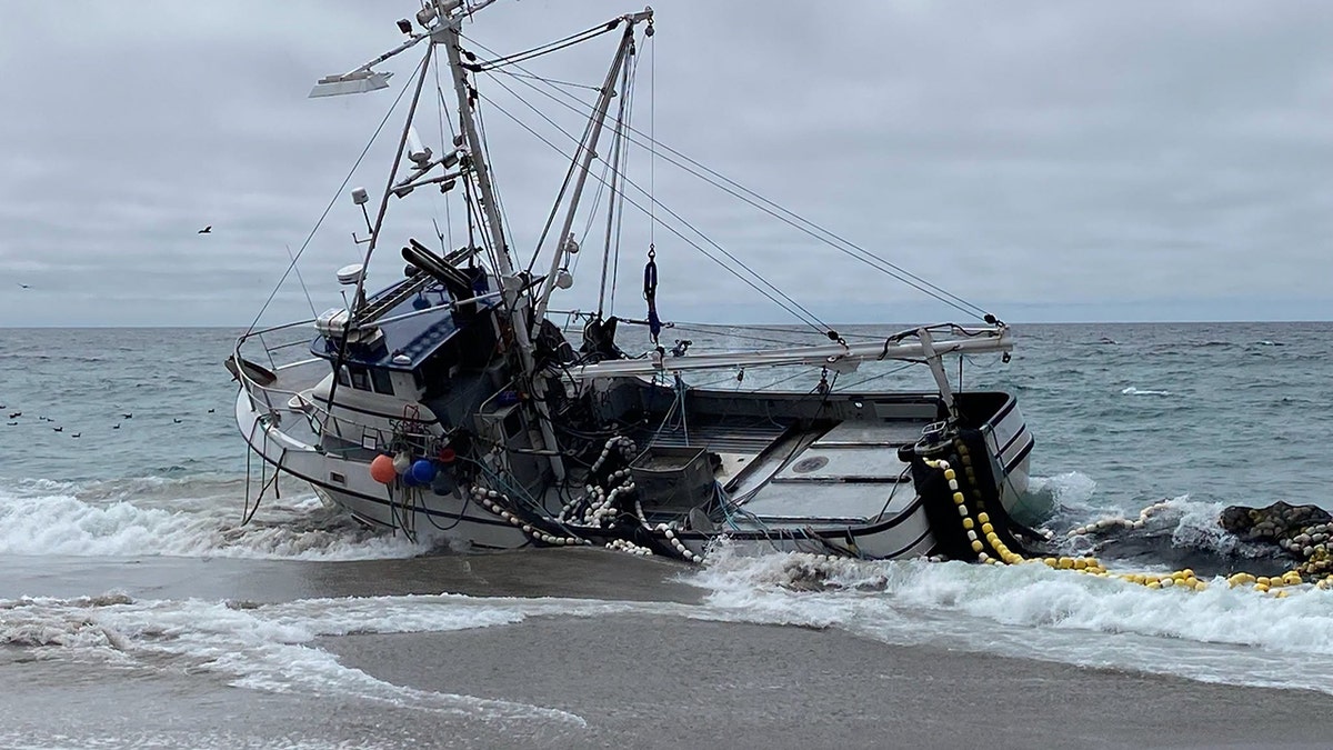 Fishing vessel ran aground in California.
