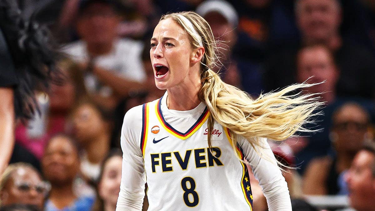 Sophie Cunningham reacts during a game against the Atlanta Dream at State Farm Arena.