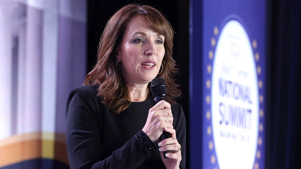 Moms for Liberty co-founder Tina Descovich speaks at national summit.