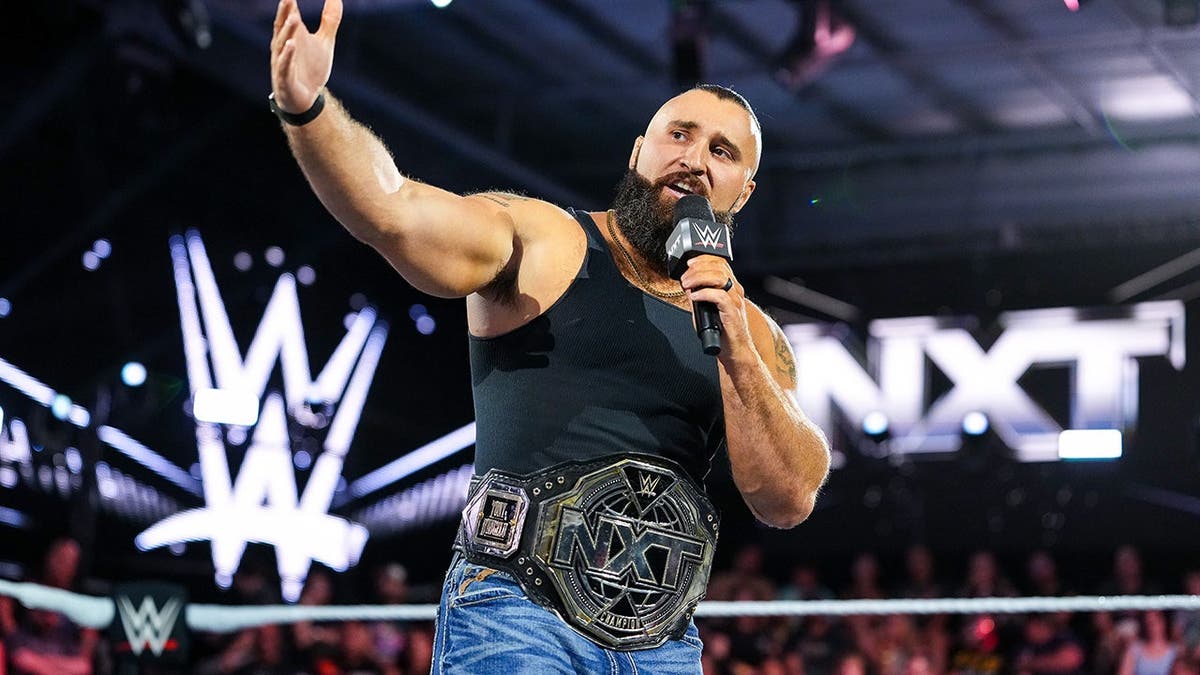 Tony D'Angelo speaks during NXT at the WWE Performance Center.