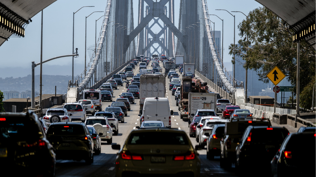 Traffic on Interstate 80 crosses the Oakland-San Francisco Bay Bridge in San Francisco, California, US, on Thursday, May 21, 2026.
