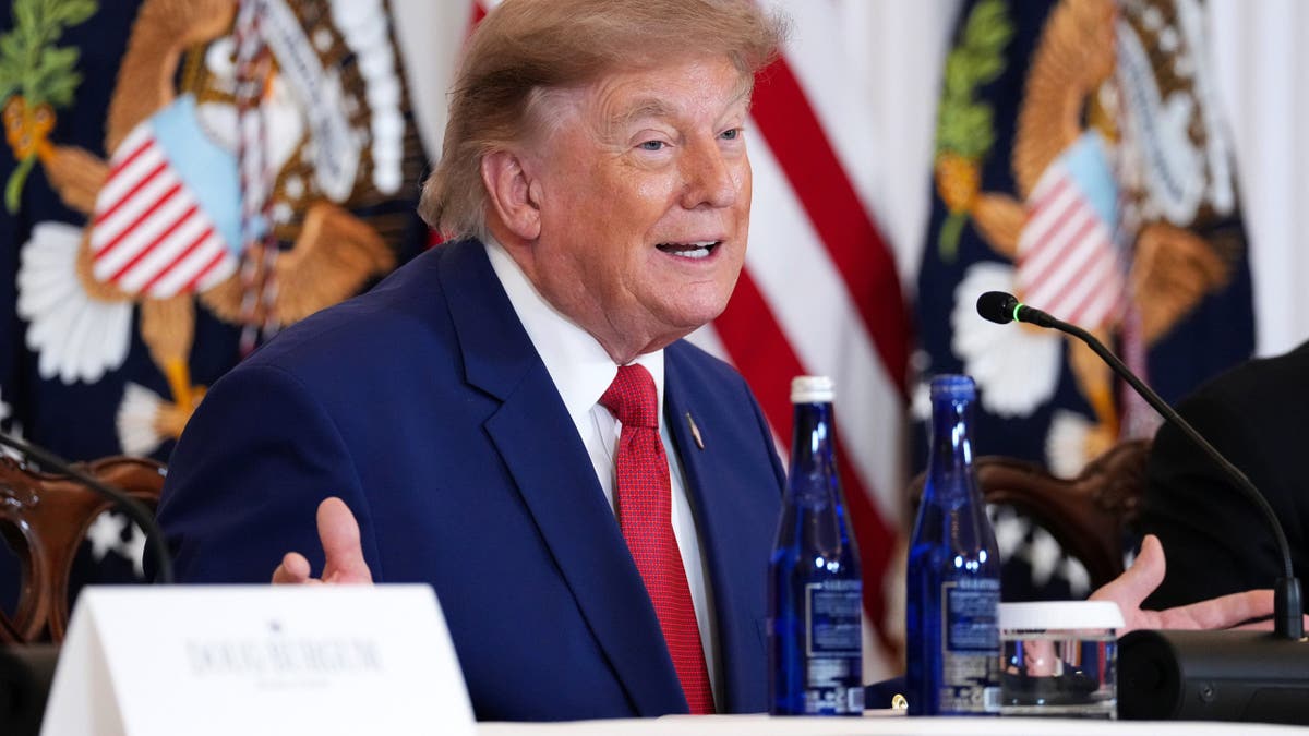 Donald Trump speaks during a roundtable
