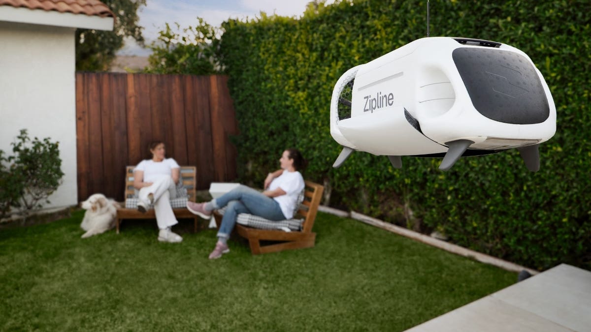 A drone in a backyard