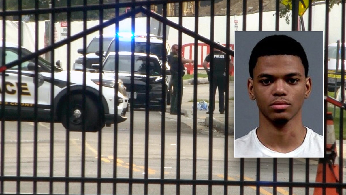Camron Harris' mugshot shown adjacent to constabulary enactment astatine Virginia State University.