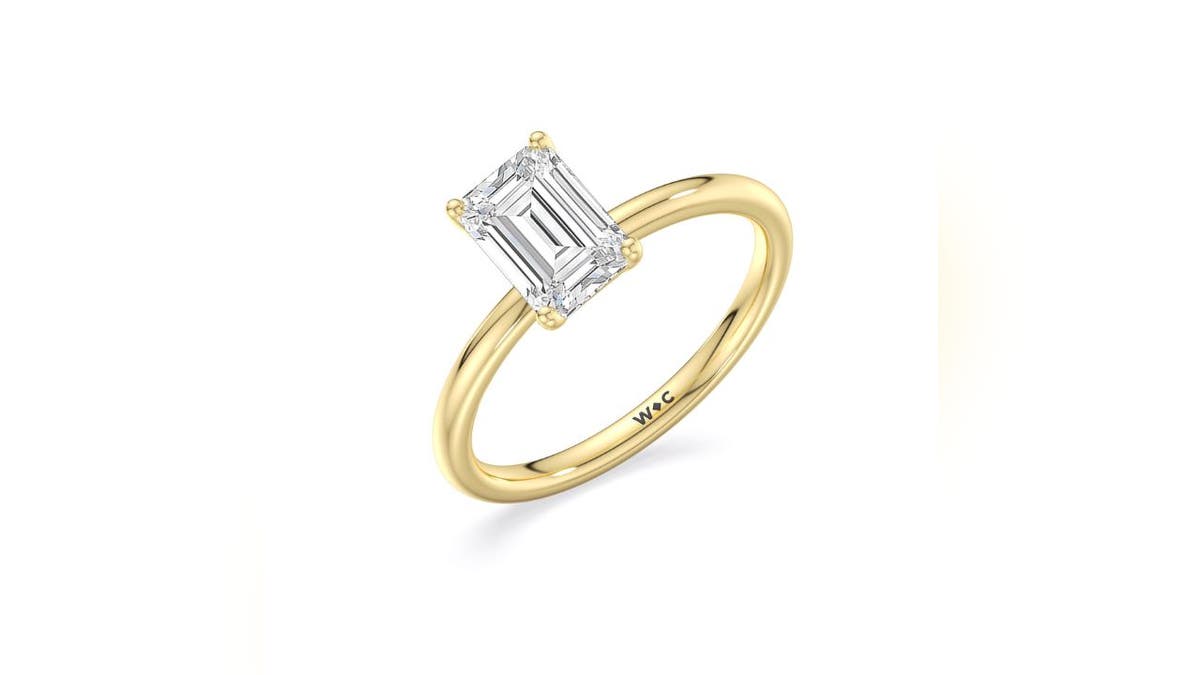 This bold ring blends the best of yellow gold and lab-grown diamonds.