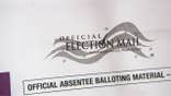 Absentee ballot for the 2020 U.S. election featuring the U.S. Postal Service official election mail logo