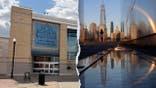 The Arab American Museum in Dearborn, Michigan (Left)(Robert Schmad/Fox News Digital) The Sky 9/11 Memorial in Jersey City, New Jersey (Right)(Photo by Gary Hershorn/Getty Images)