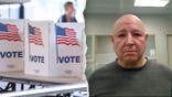 Voting booths at a polling location, left, pictured next to Carols Felipe Jaramillo-Grajales.