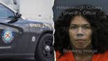 Composite image showing a Florida Highway Patrol cruiser and the booking photo of Yulian Lugo.