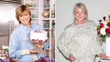 A side-by-side image compares Martha Stewart earlier in her career with a recent photo taken decades later.