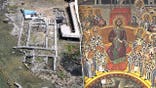 Aerial view of church, image of First Council of Nicaea painting