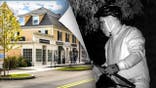 Split image of Weston, Mass. and the masked intruder