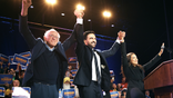 Bernie Sanders, Zohran Mamdani and Alexandria Ocasio-Cortez at NYC rally.