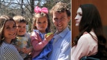 Split picture of Lindsay Clancy with kids and husband and Lindsay Clancy in court to the right