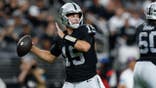 Fernando Mendoza throws a pass during a preseason game against the Arizona Cardinals.
