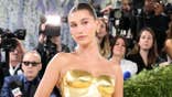 Hailey Bieber attends the Met Gala at the Metropolitan Museum of Art.