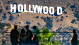 General view of the Hollywood Sign from Hollywood & Highland on April 04, 2025 in Hollywood, California.