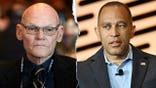James Carville and Rep. Hakeem Jeffries in a split image.