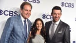 Jim Nantz, Tracy Wolfson and Tony Romo attend the CBS Upfront in New York City.