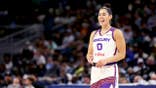 Kelsey Plum of the Phoenix Mercury looks on during a game against the Chicago Sky.
