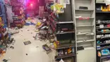 image shows two photos of the damage