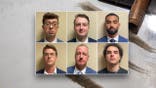 image shows six mug shots with coke lines in background