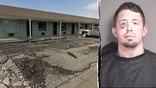 Nicholas Ayres pictured alongside the Columbia, Missouri, motel connected to the death of Destiny Dunn