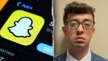 image shows snapchat logo on left, and mugshot of suspect on right