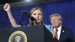 President Donald Trump listens to U.S. Sen. Darline Graham (R-SC) during a campaign rally on August 21, 2026 in Myrtle Beach, South Carolina. President Trump traveled to South Carolina to join Republican Senate candidate Darline Graham for a campaign rally ahead of Tuesday's runoff election against Ralph Norman.