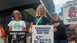 April Hutchinson outside ScotiaBank Arena