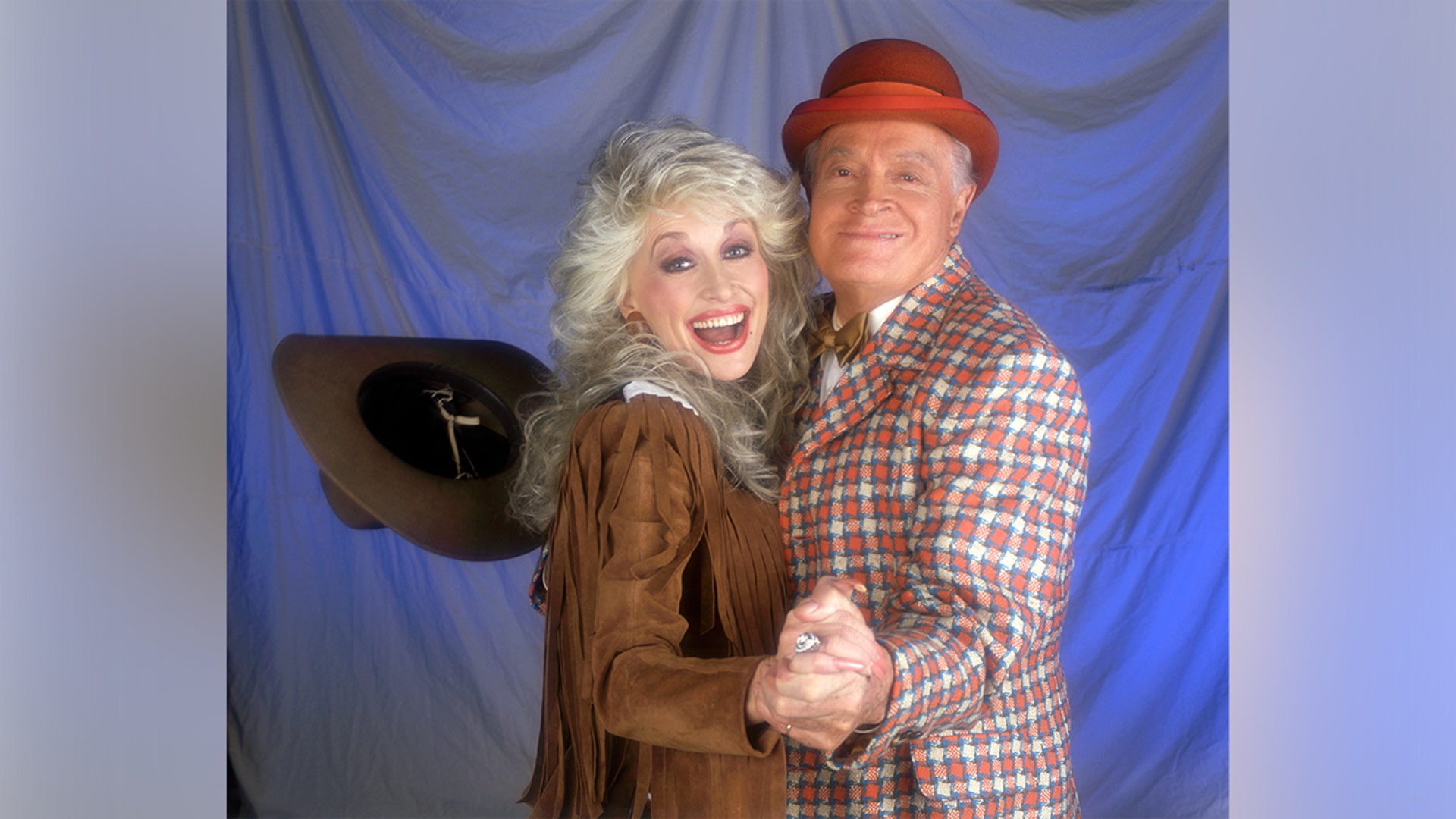 Dolly Parton and Bob Hope on her show in 1988.