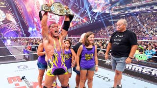 Chad Gable overcome with emotion as he beats Penta for the Intercontinental Championship at SummerSlam
